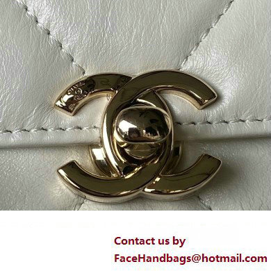 Chanel Quilted Shiny Calfskin  &  Gold-Tone Metal Small box Bag AS4470 White 2023